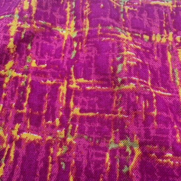 Abstract Pink & Yellow Plaid Pattern Fat Quarter Fabric 18x21 - Picture 2 of 3